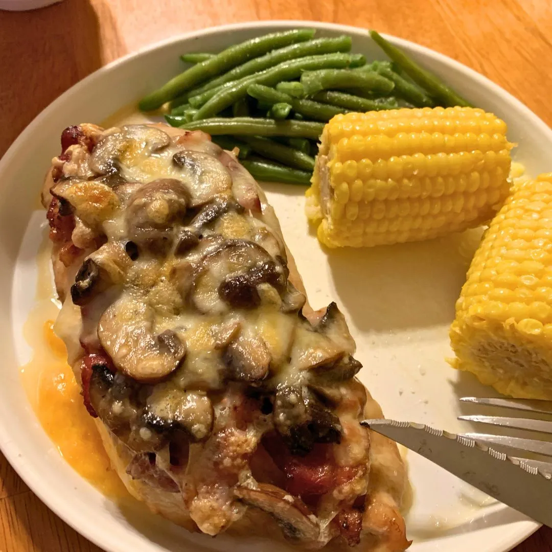 Alice Springs Chicken with corn and green bean