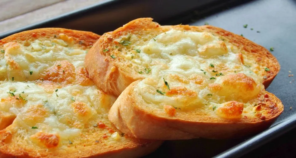 Bread with melted cheese