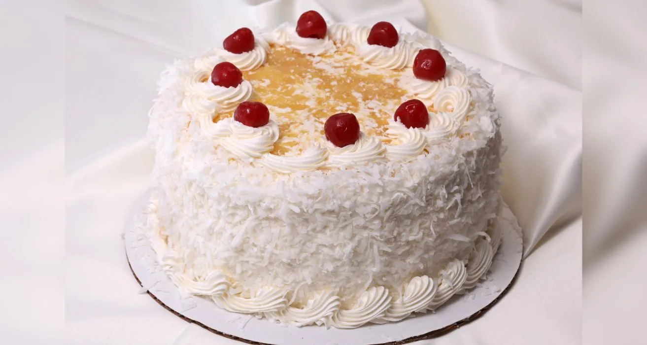 Coconut Cake with cherry