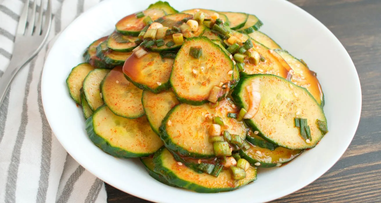 Preparing Korean Cucumber Salad