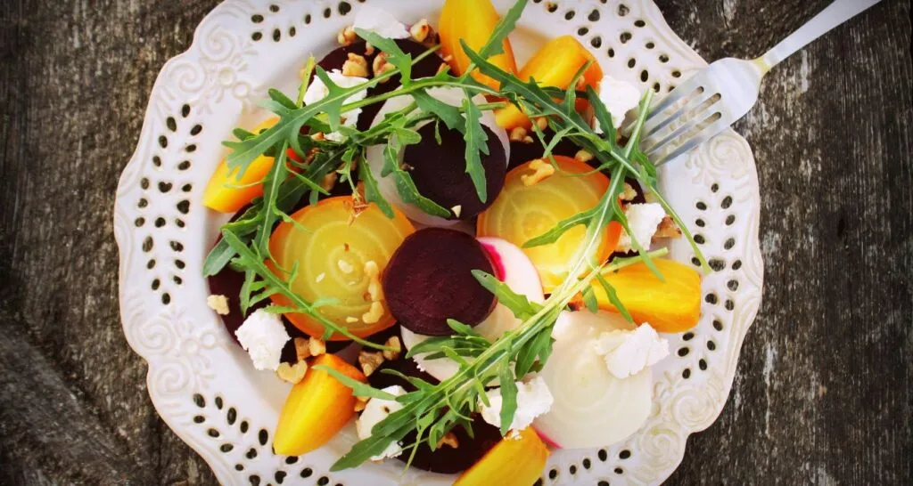 Red and Golden Beets Salad with feta