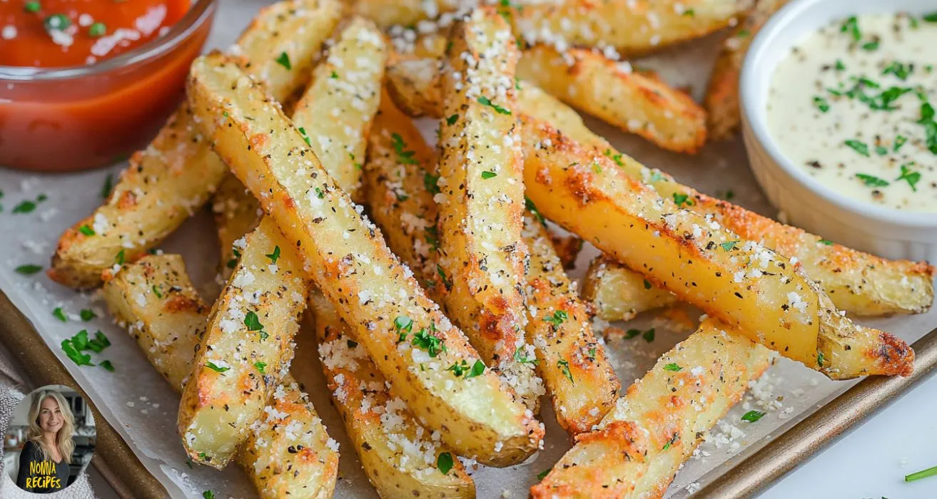 Making Baked Garlic Parmesan Fries